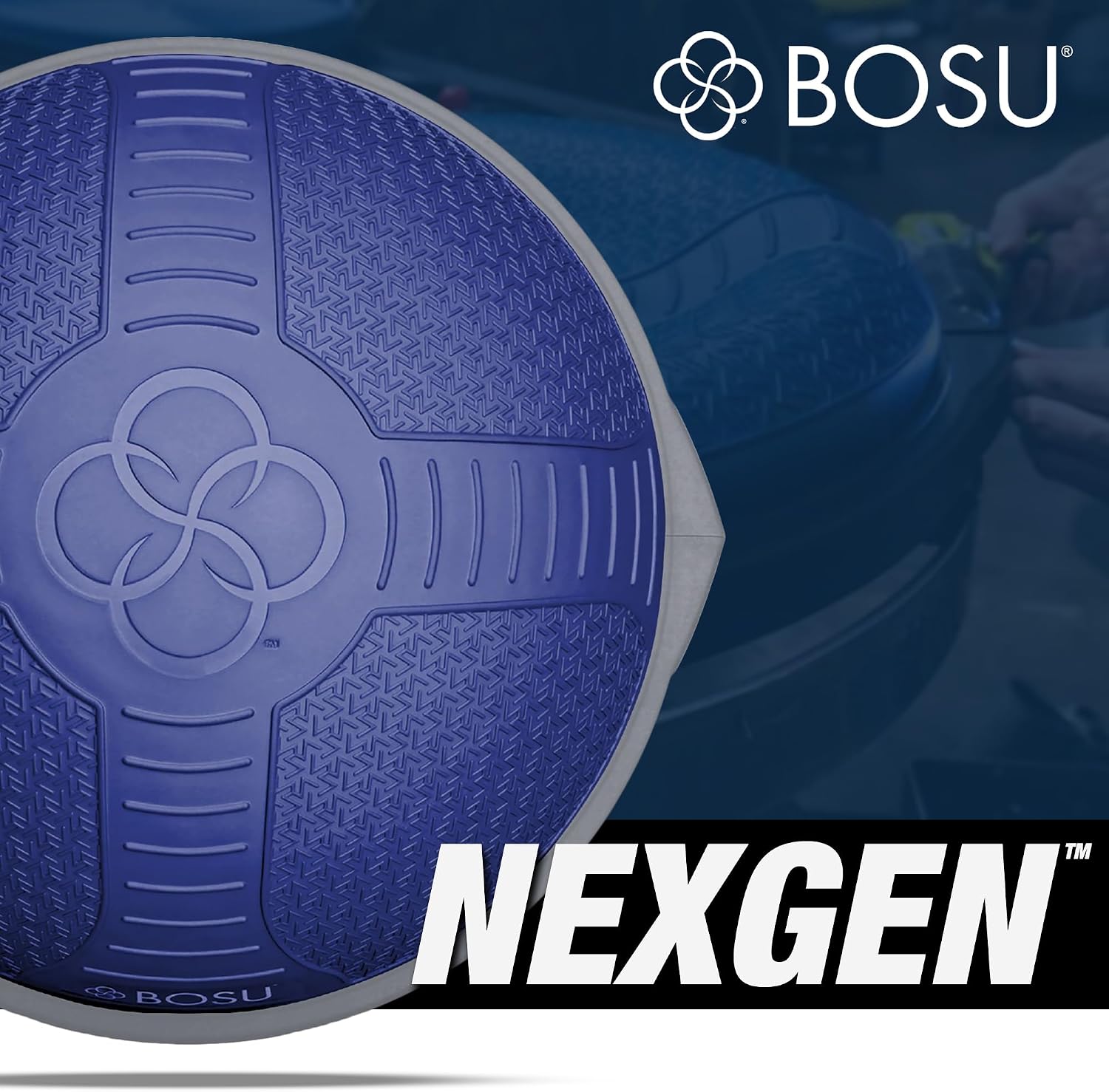BOSU Nexgen Balance Trainer, Half-Ball Training Equipment, 65 cm Diameter, 300 lb Capacity - Burst-Resistant Stability Exercise Tool w/Non-Slip Base, Includes Hand Pump, Commercial-Grade