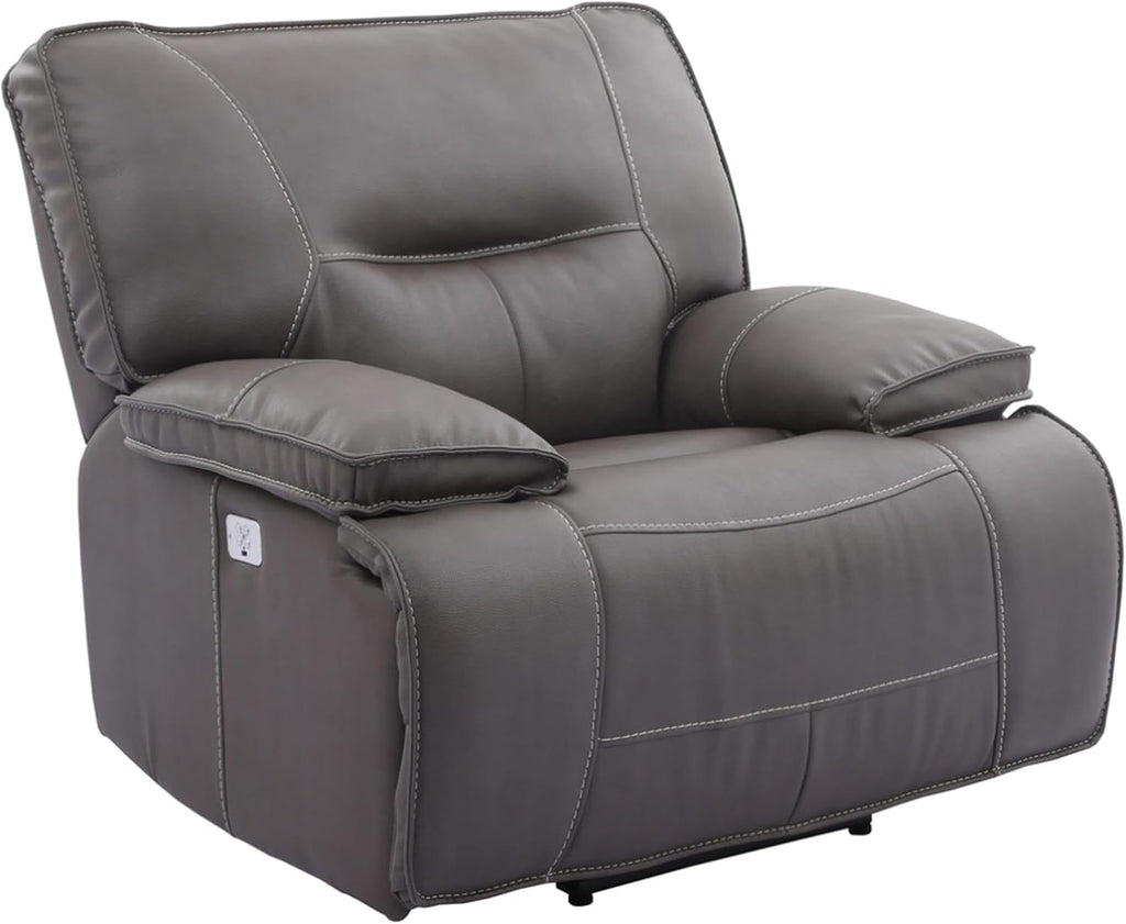 Pemberly Row Haze Power Reclining Sofa Set, Upholstered High-Performance Fabric, Wall-Hugger Design, USB Charger, Wide Armrests, Includes Sofa, Loveseat, Recliner, Living Room Furniture, 1080 lbs