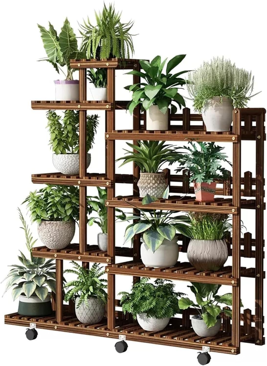 Potting Bench Table,Garden Potting Table, Plant Stand Indoor 5-Tier Tiered Plant Shelves Plant Rack Display Holder Planter Organizer for Garden Balcony Patio Bedroom Office, 120x25x125cm