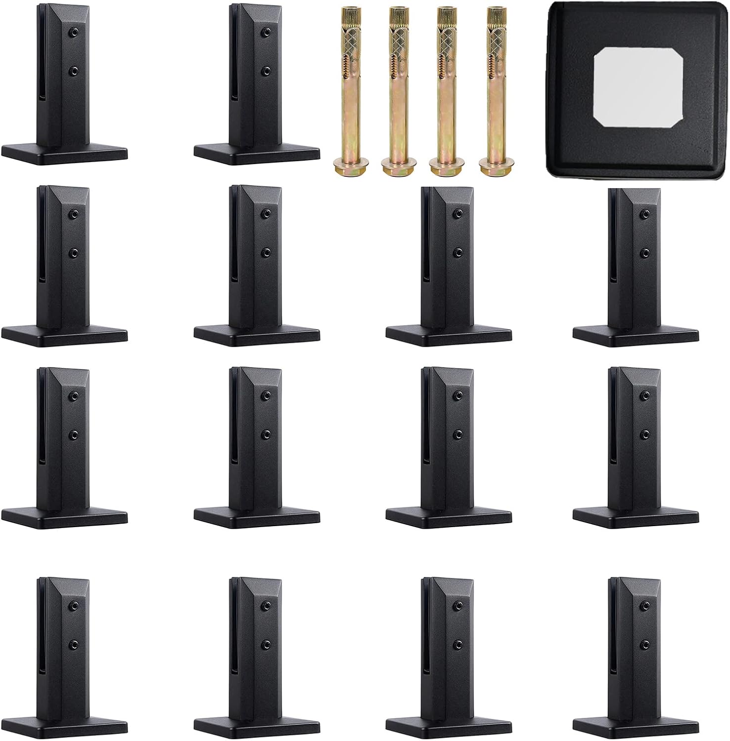 14pack Glass Clamp Glass Standoff Rectangle 304 Stainless Spigot Glass Clamp, 10-14mm Floor Glass Mounting Brackets Post Balustrade Stairs Railing Pool Balcony Fence Bracket