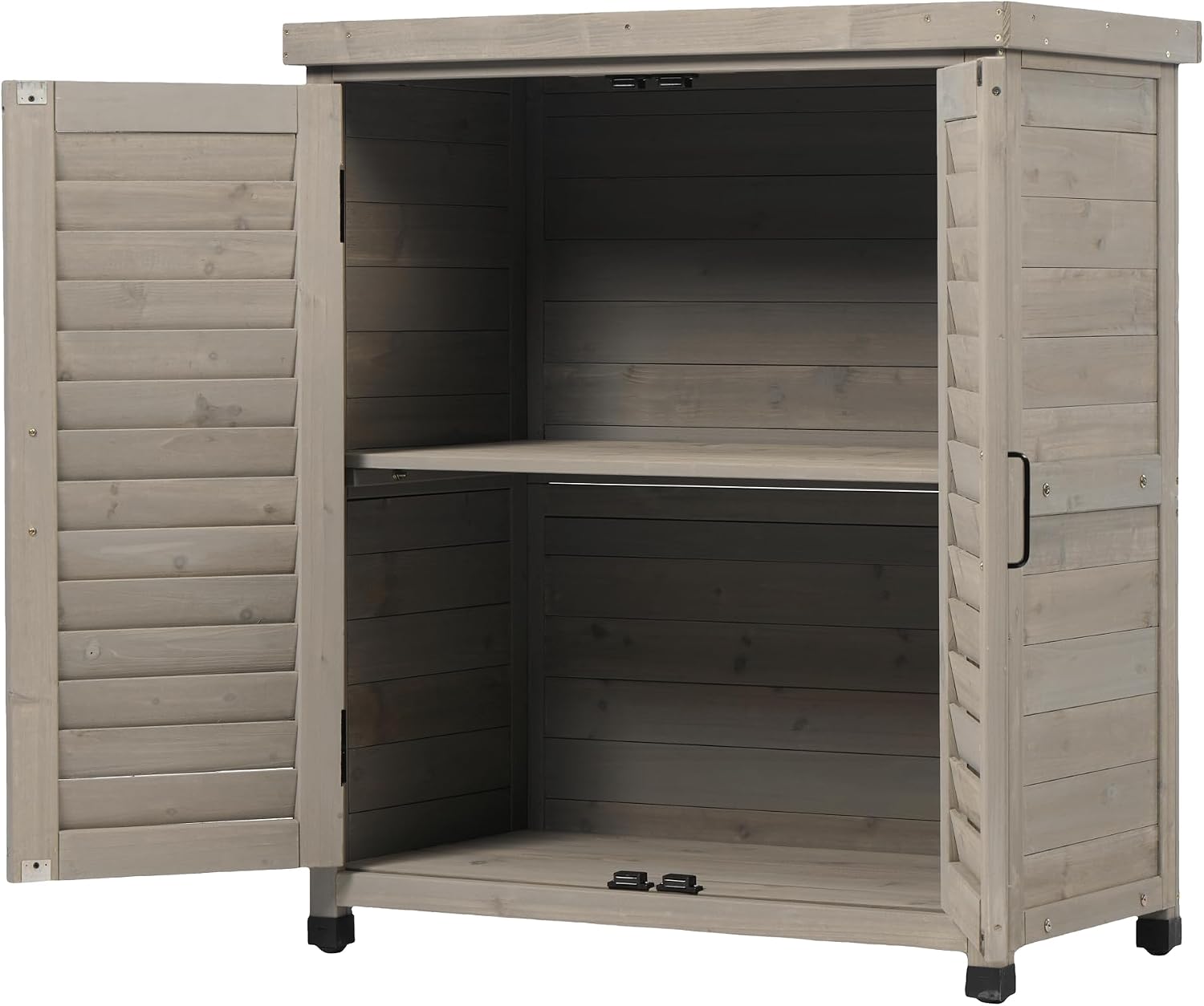 Potting Bench with Metal Tabletop & Storage Cabinet,Wood Garden Workstation | Clean Easily|Spacious Cabinet & Shelf Keep Tools Soil & Pots|Ideal for Gardening Planting & Outdoor Crafting