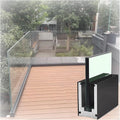 Black Glass Shelf Clamp for 12-20 mm Glass, Glass Railing Base Rail Channel for Deck Hallway Fence, 100-300 cm Long Square Glass Balustrade Post Clamps(L 100 cm/39 in/3.3 ft)