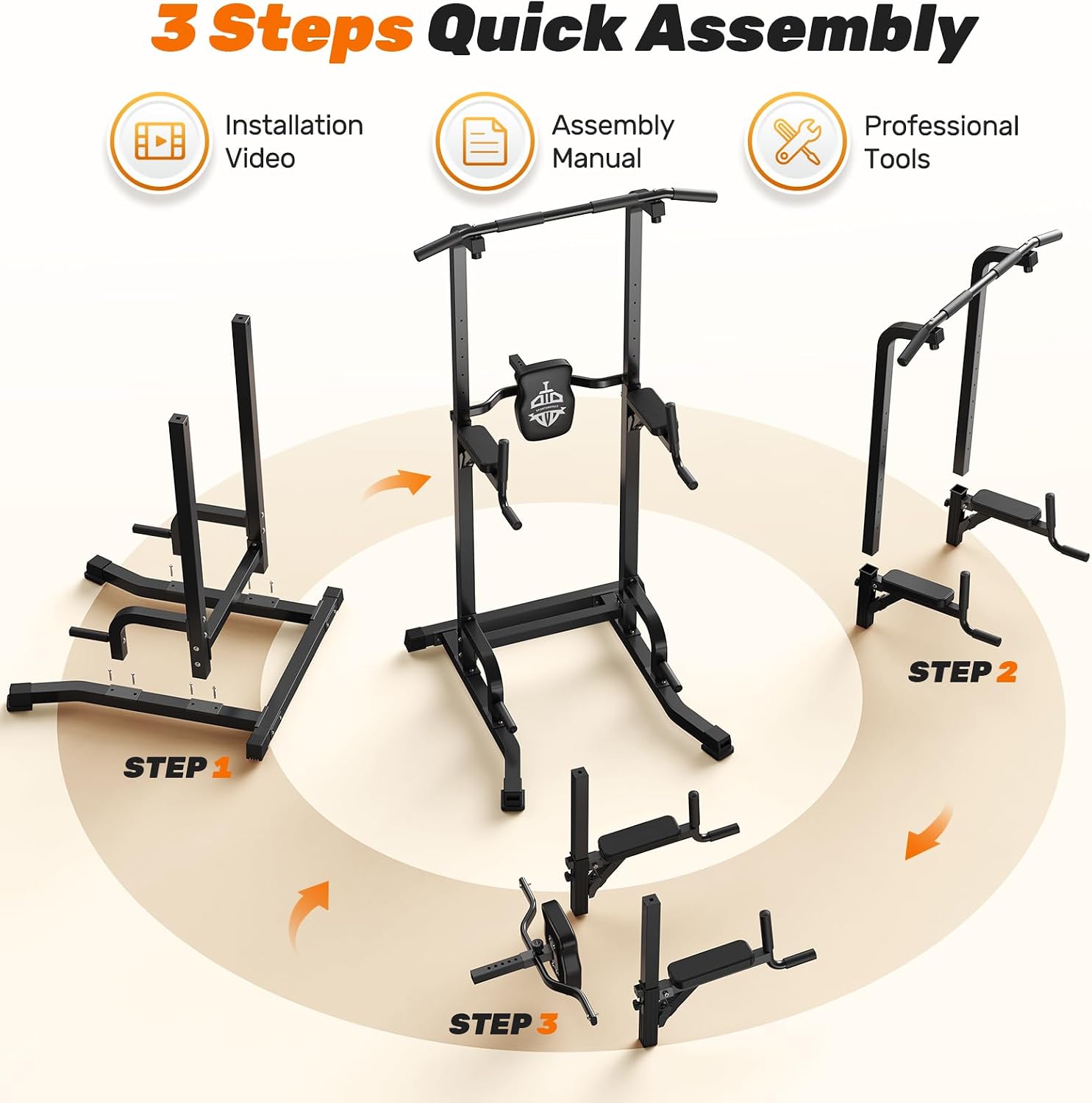 Sportsroyals Power Tower Pull Up Bar Station, 450LBS Stable Pull Up Dip Station for Home Gym Strength Training Equipment | FED Fitness