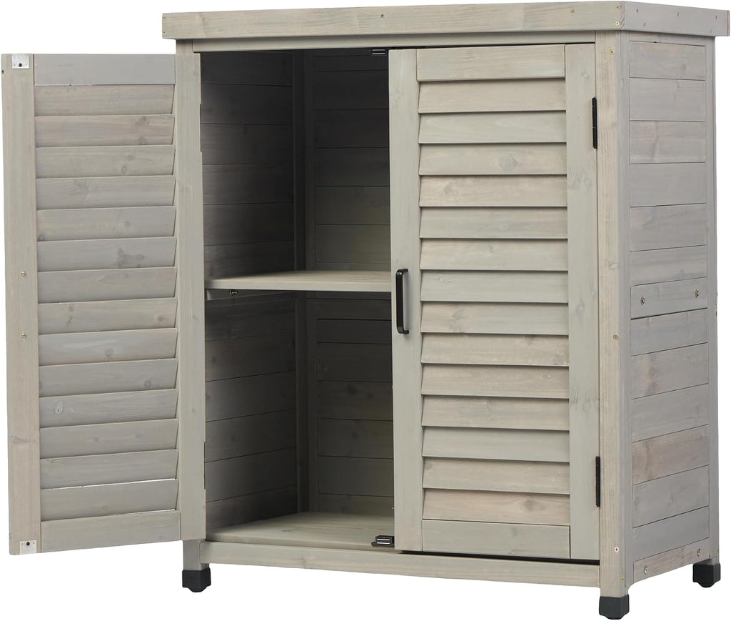 Potting Bench with Metal Tabletop & Storage Cabinet,Wood Garden Workstation | Clean Easily|Spacious Cabinet & Shelf Keep Tools Soil & Pots|Ideal for Gardening Planting & Outdoor Crafting