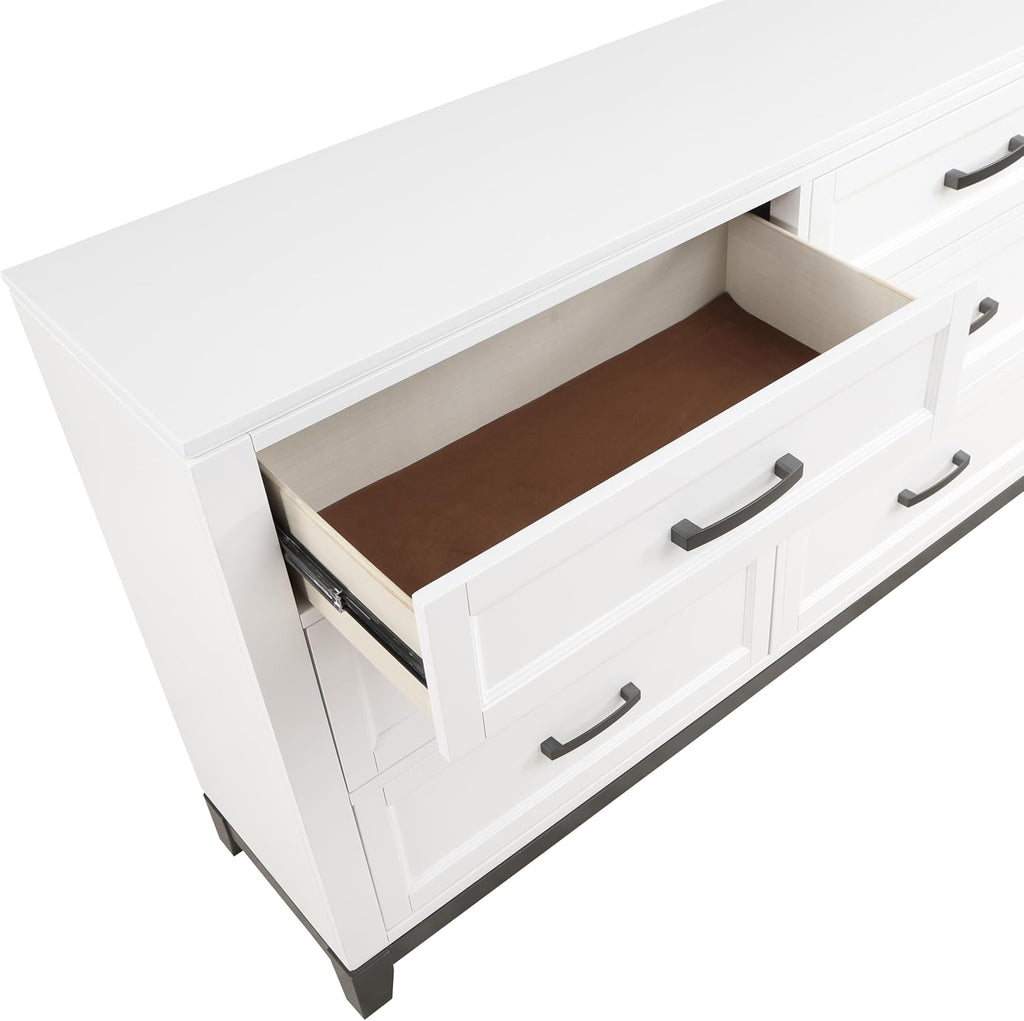 Transitional Bedroom Full Size 4-Pieces Set Platform Bed Footboard Drawers White Finish Furniture
