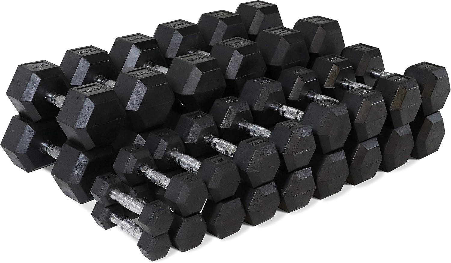 WF Athletic Supply Rubber Coated Solid Steel Cast-Iron Pair Dumbbells, Rubber Hex Dumbbells, Hex Weights Dumbbells for Muscle Toning, Full Body Workout, Home Gym Dumbbells, Pair