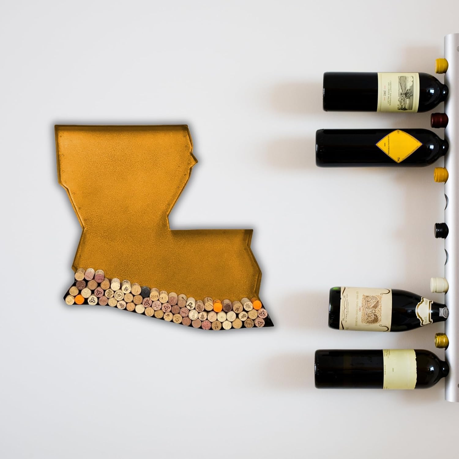 NEONSİGN Louisiana State Map Wine Cork Holder Metal Louisiana Decor Sign Wine Bar Pub Home Decoration (Gold, 36 inch)