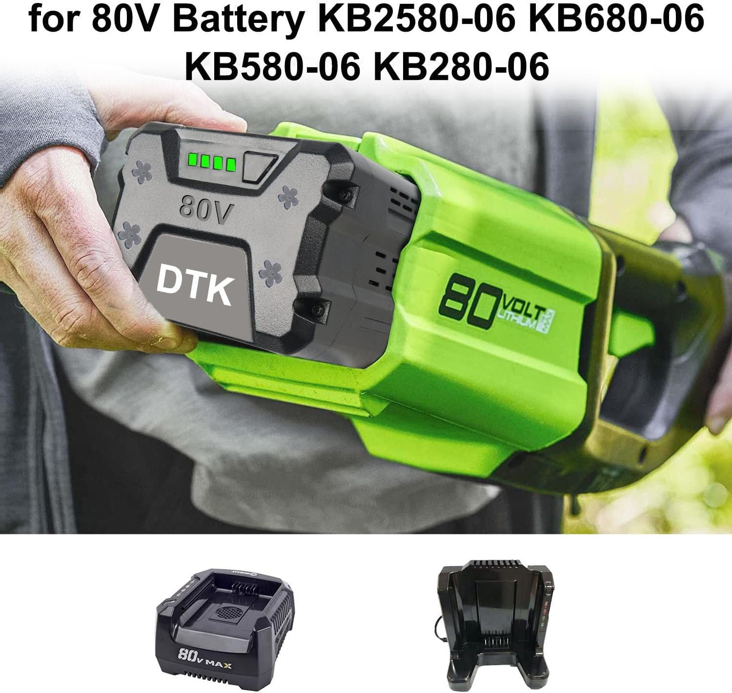 DTK 2Packs Batteries Replacement for Kobalt 80V 3000mAh Cordless Power Tool KB2580-06 KB680-06 KB280-06