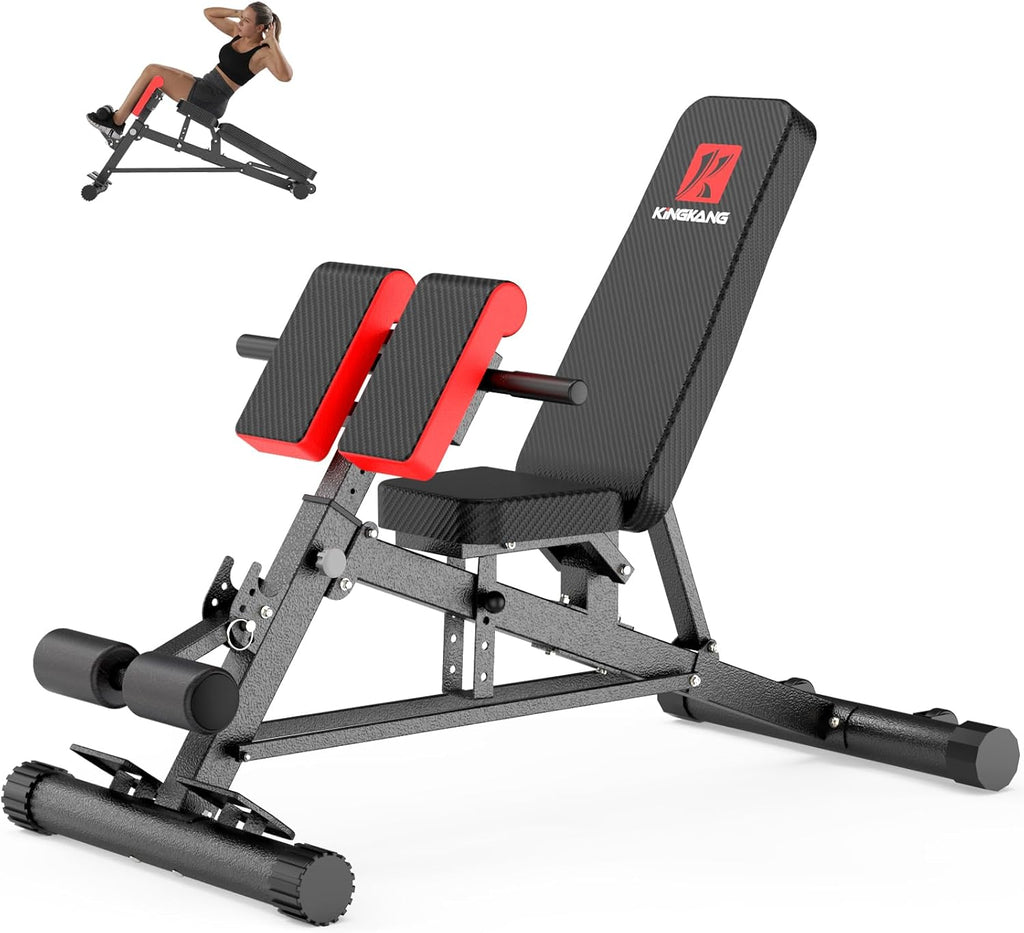 K KiNGKANG Adjustable Weight Bench,Multi-Functional Roman Chair for Full All-in-One Body Workout Hyper Back Extension and Sit up
