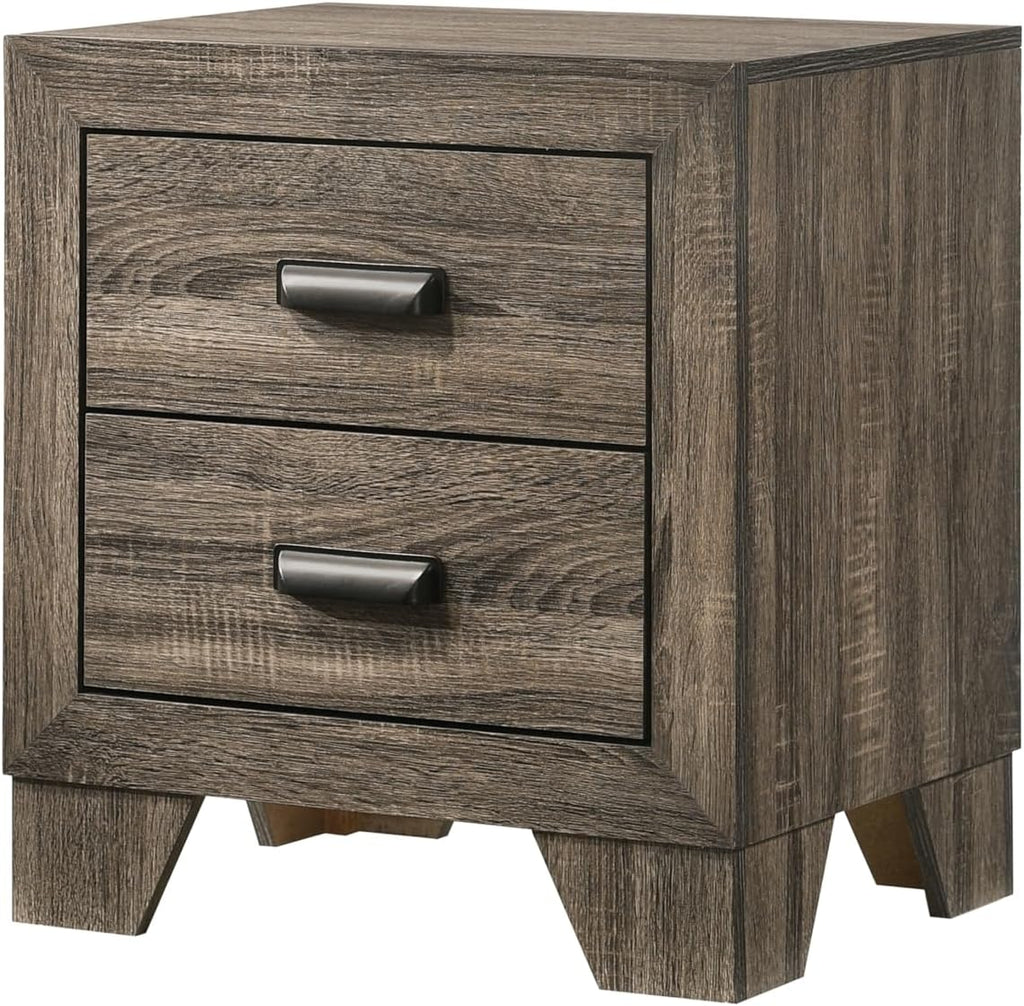 3pc Contemporary Wooden Bedroom Set Full Size Panel Bed and 2X Storage Nightstands Gray Finish