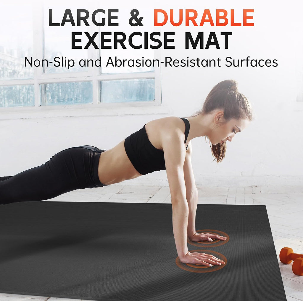 Extra Large Exercise Mat, 10' x 6'/ 8' x 6'/ 7' x 5'/ 6' x 4'- 7MM Thick Workout Mat for Home Gym, High-Density Gym Mat for Home Gym Floor, Non Slip Large Yoga Mat