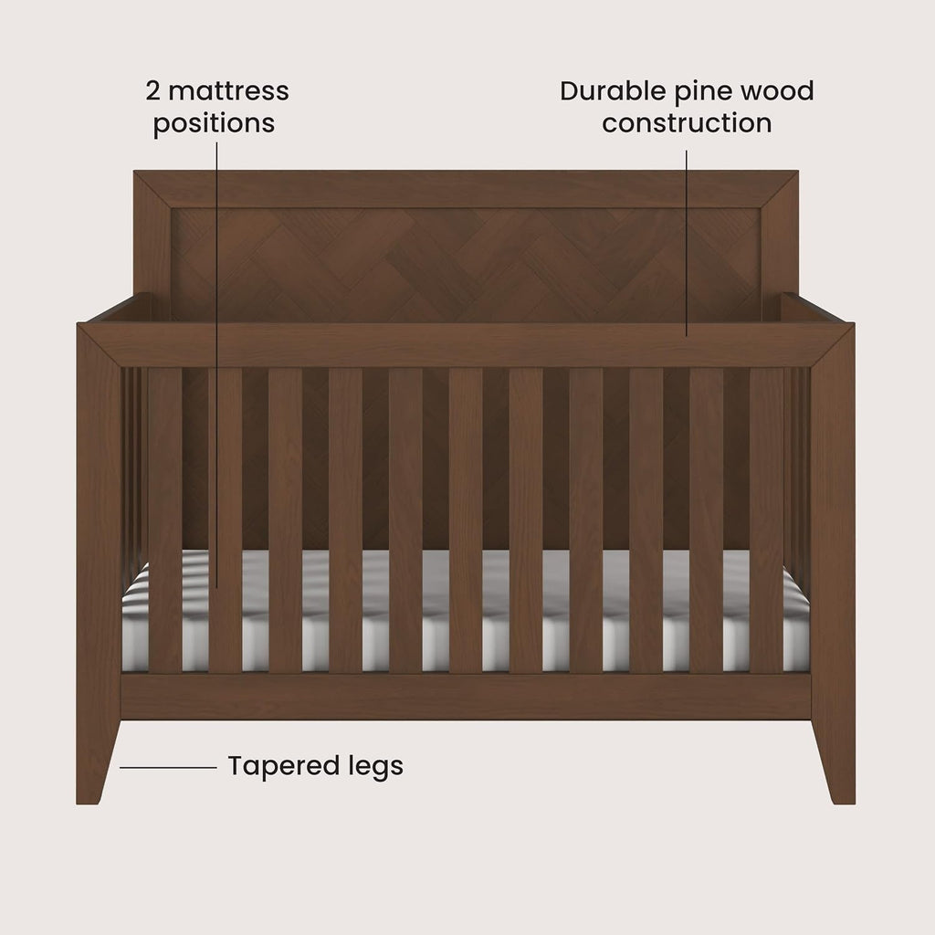 Child Craft Kieran Crib, Double Dresser and Chest Nursery Set, 3-Piece, Includes 4-in-1 Convertible Crib, Dresser and Chest, Grows with Your Baby (Toasted Chestnut)