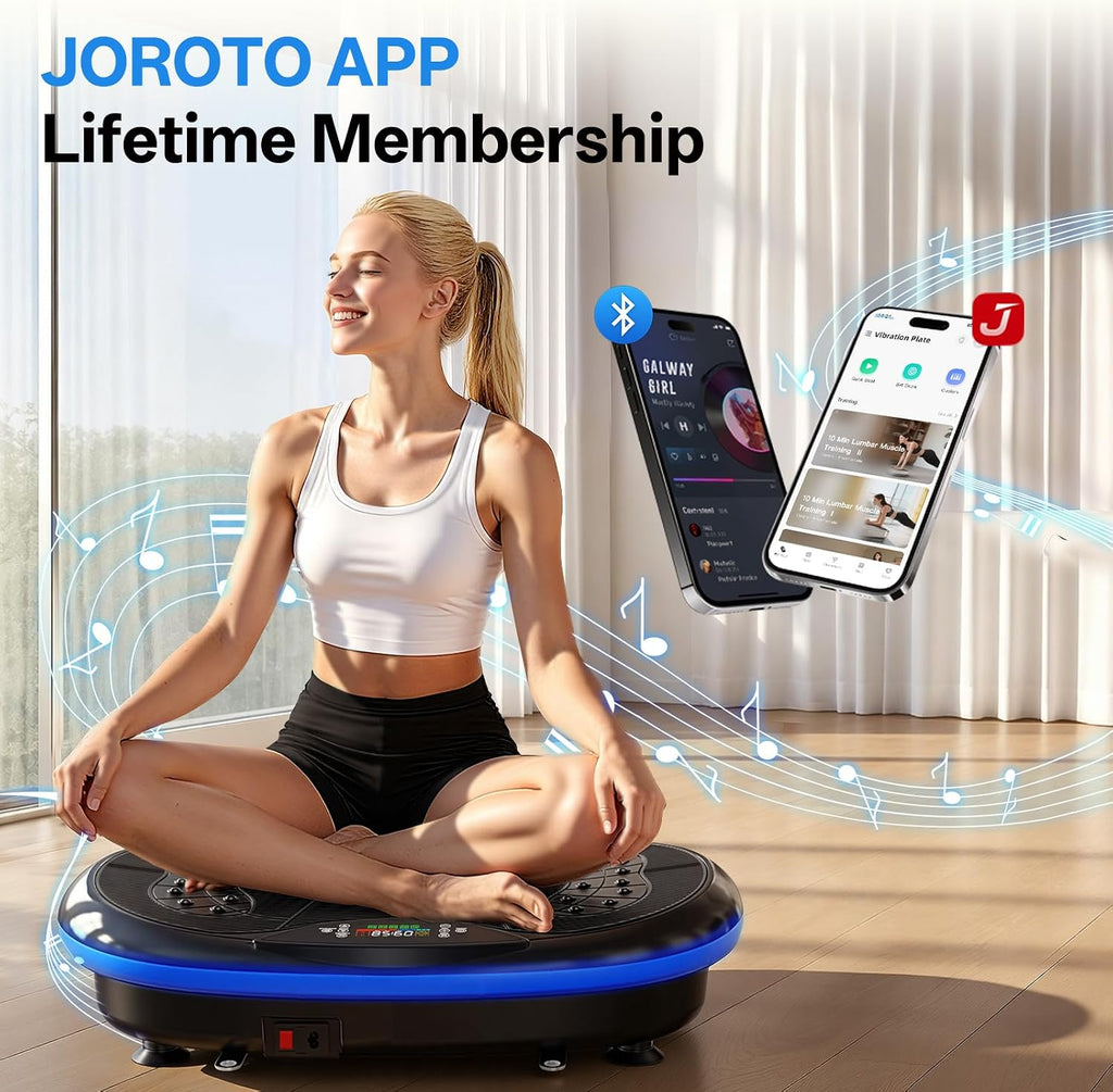 JOROTO 4D Vibration Plate Exercise Machine, 3-Motor App-Controlled High-Intensity Adjustable Speed Vibration Plate for Weight Loss & Lymphatic Drainage, Whole Body Shaker Workout Equipment for Women