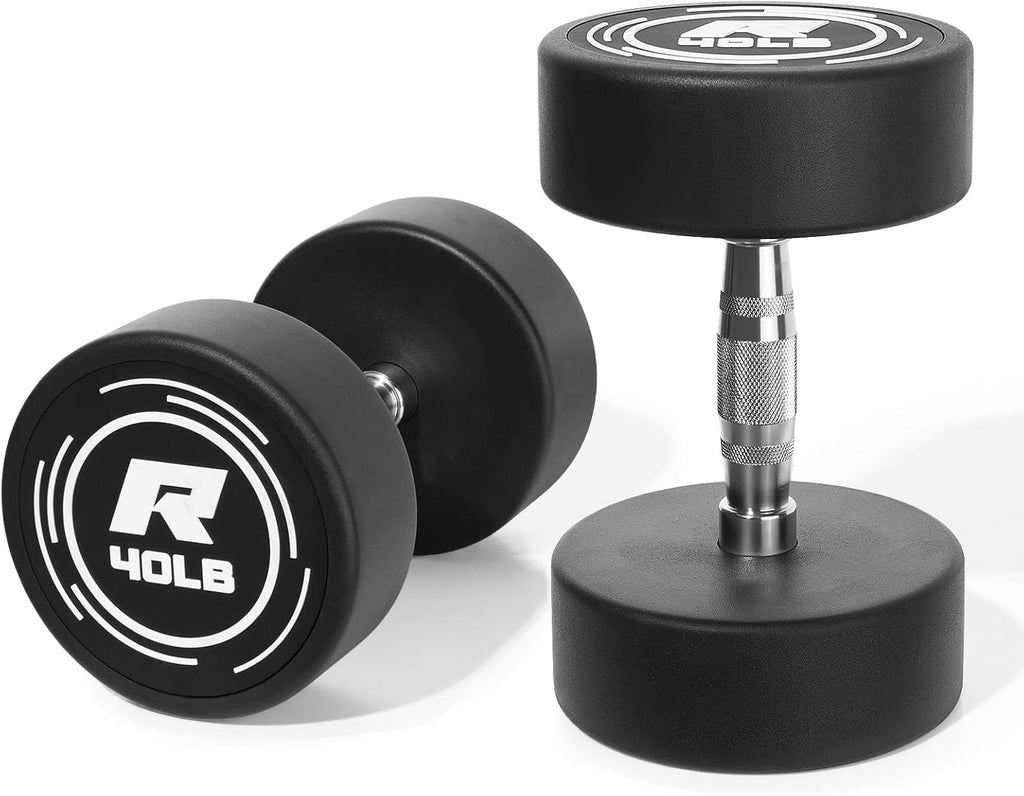 RitFit 5-250 LBS PVC Encased Round Dumbbell sets with Knurled Handle and Optional Rack, Strength Training Equipment for Home Gym