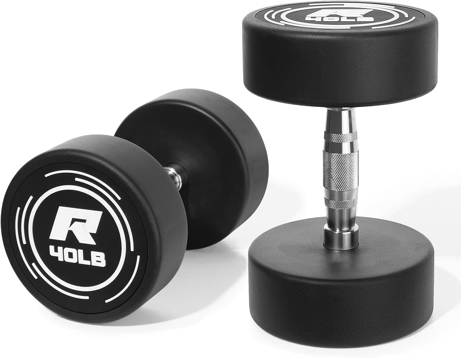 RitFit 5-250 LBS PVC Encased Round Dumbbell sets with Knurled Handle and Optional Rack, Strength Training Equipment for Home Gym