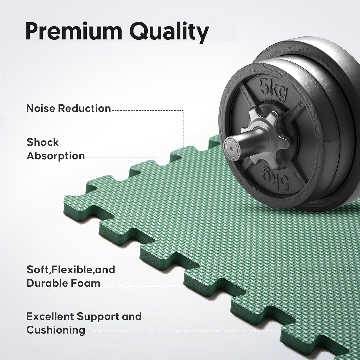 36 Pack Home Gym Mat, Puzzle Exercise Mat, EVA Interlocking Foam Floor Tiles for Home Workout Equipment and Kids' Play Areas -, 24 in x 24 in x ½ in, Green 36 Tiles