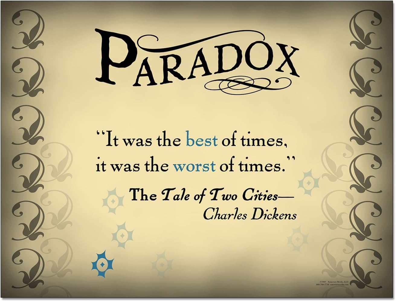 Literary Tools Set of Eight Literary Arts Posters Featuring: Foreshadowing, Irony, Metaphor, Onomatopoeia, Paradox, Alliteration, Personification, and Simile.