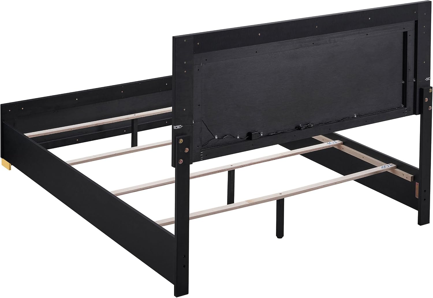 Coaster Home Furnishings Marceline Contemporary 5-Piece Bedroom Set Full Size LED Panel Bed Frame 51-inch Headboard Black 222831F-S5