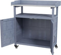 Country Farmhouse Potting Bench with Storage and Cabinet