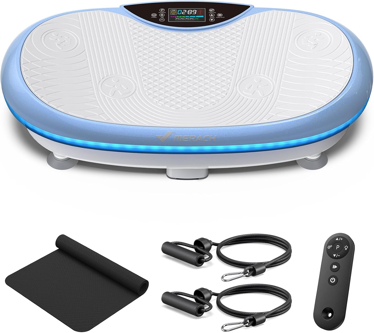 MERACH Vibration Plate Exercise Machine, 4D Whole Body Workout Vibrating Platform for Lymphatic Drainage Weight Loss Muscle Activation, Home Fitness Equipment with Bluetooth Light Pull Cord