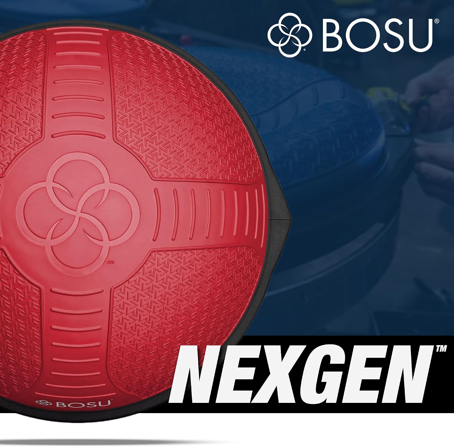 BOSU Nexgen Balance Trainer, Half-Ball Training Equipment, 65 cm Diameter, 300 lb Capacity - Burst-Resistant Stability Exercise Tool w/Non-Slip Base, Includes Hand Pump, Commercial-Grade