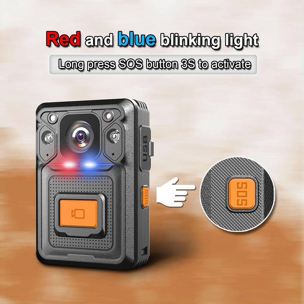 KP22 2.5K Body Cameras,128GB,1512P,H.265,Night Vision,14H Video Record,60FPS,GPS,Pre-Recording,with Car Suction for Dashcams, Security,Law Enforcement, Outdoor Work
