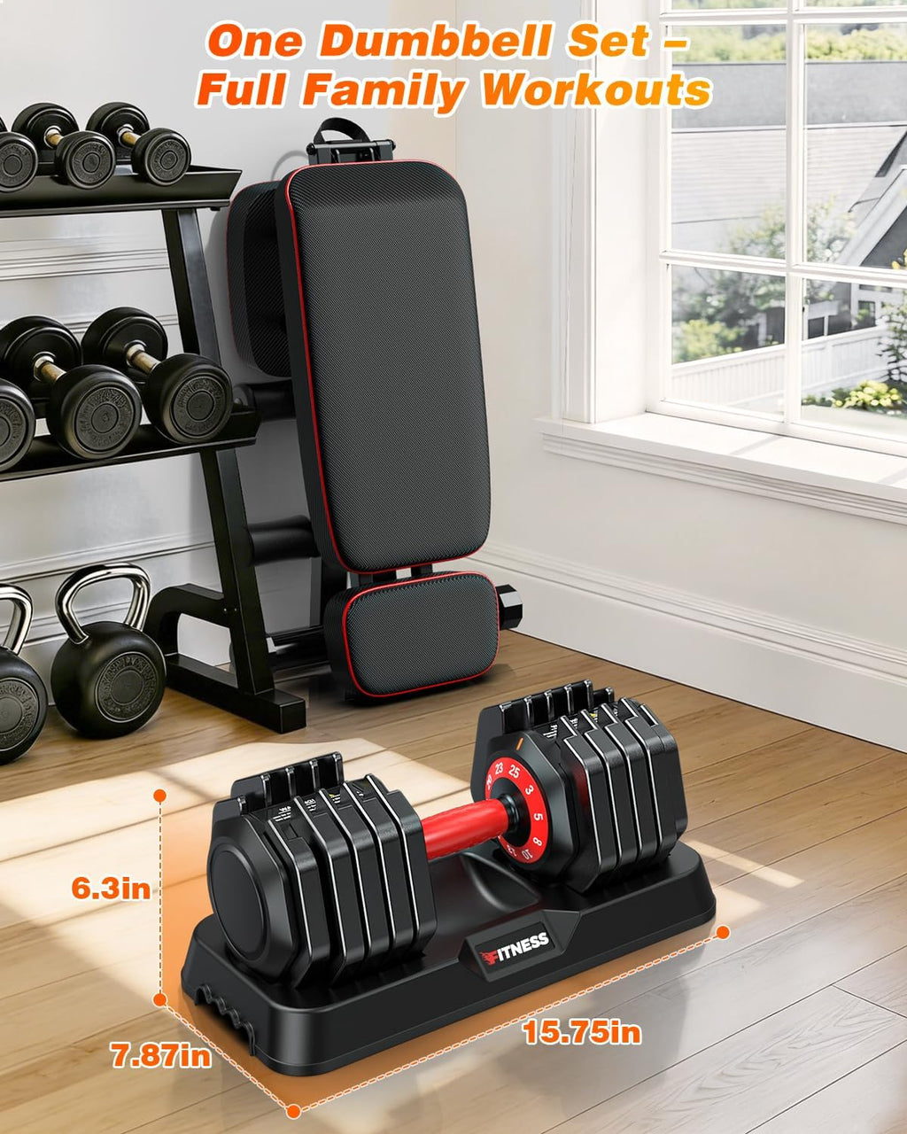 XDDIAS Adjustable Dumbbells Set of 2 for Strength Training, One-Hand Quick Adjust, 25/55/80/90 lbs Options, Anti-Slip Grip Handle, Compact Home Gym Weights for Men Women