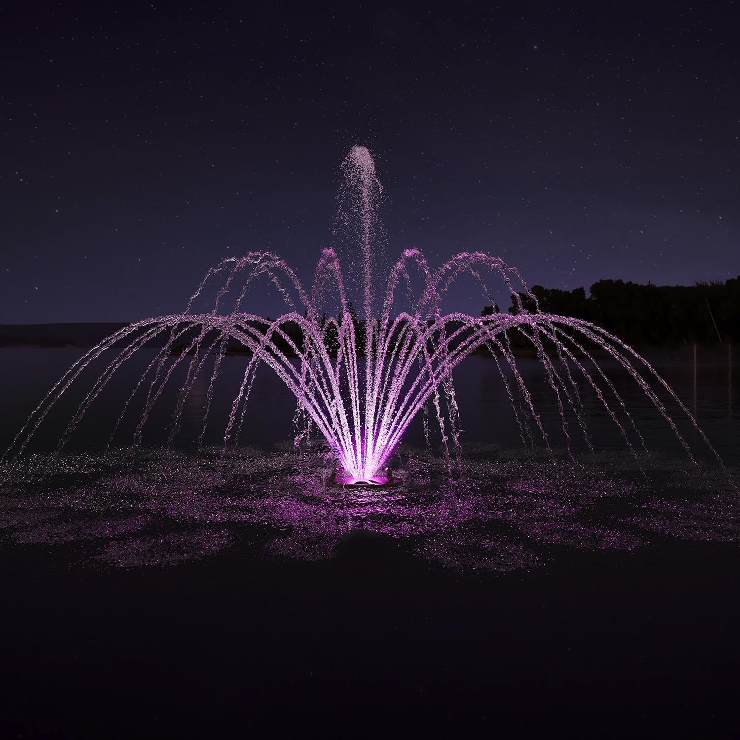 FS01 110V, 1 HP, Large Pond Floating Fountain with LED RGB Lights, Oil Free Pump 13000 GPH with 100' Cord, Two Spray Patterns Included