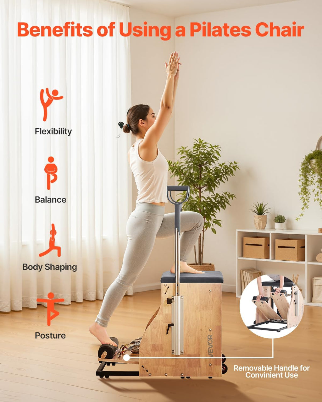 VEVOR Pilates Reformer Foldable, Suitable for Intermediate and Beginners Users, Pilates Equipment for Home Gym Studio Use with 4 Adjustable Resistance Spring, Up to 400 LBS
