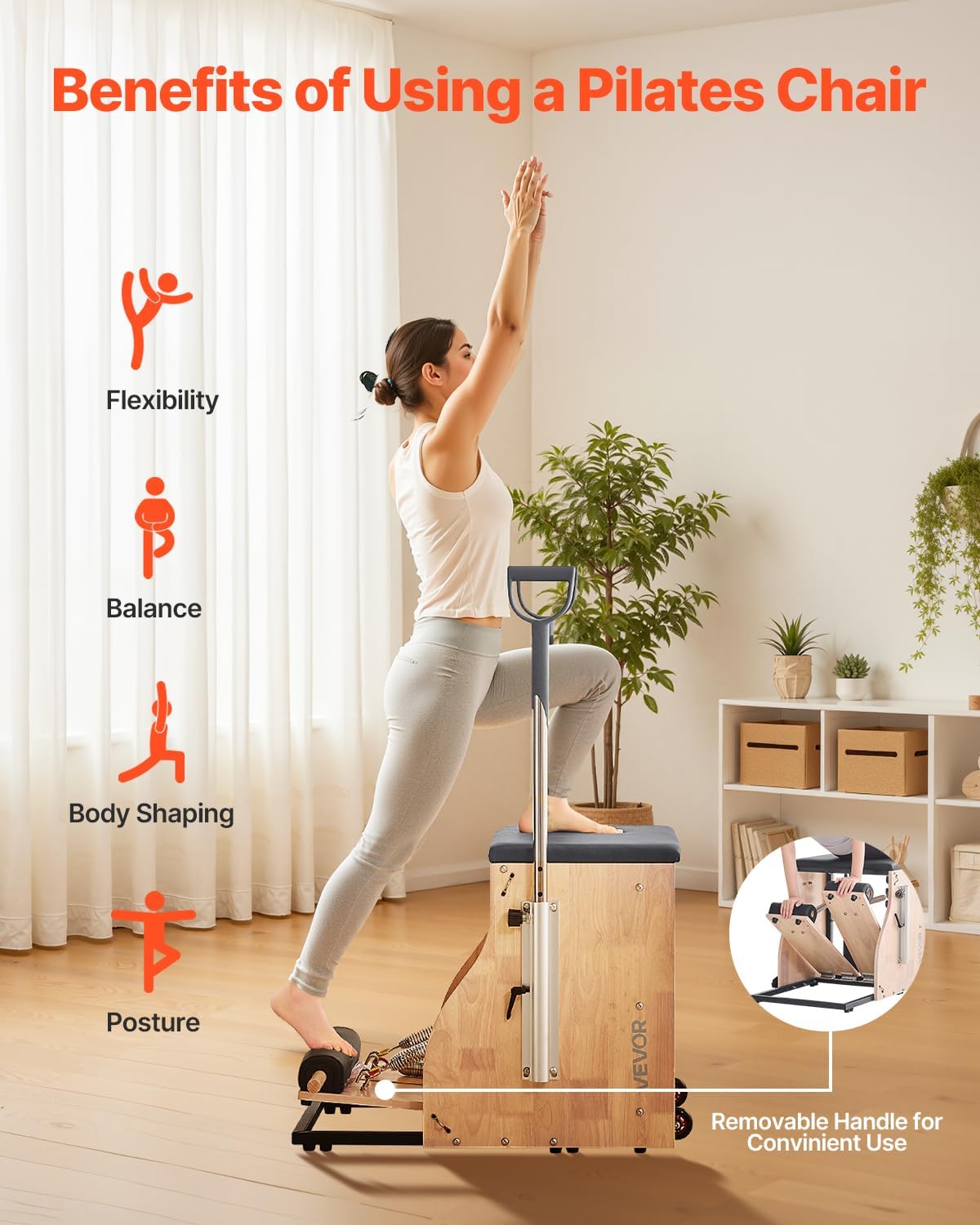 VEVOR Pilates Reformer Foldable, Suitable for Intermediate and Beginners Users, Pilates Equipment for Home Gym Studio Use with 4 Adjustable Resistance Spring, Up to 400 LBS
