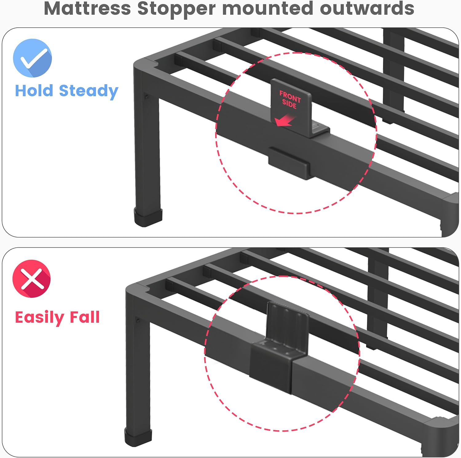 14 Inch King Bed Frame, Metal Platform Bed Frame with Round Corner Legs, 3500 lbs Heavy Duty Steel Slats Support, No Box Spring Needed, Noise Free, Easy Assembly, Black