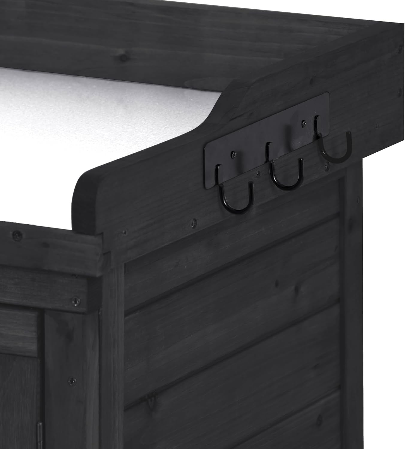 Outdoor 39' Potting Bench Table, Rustic Garden Wood Workstation Storage Cabinet Garden Shed with 2-Tier Shelves and Side Hook, Orange,for Outdoor Indoor Use (Black)