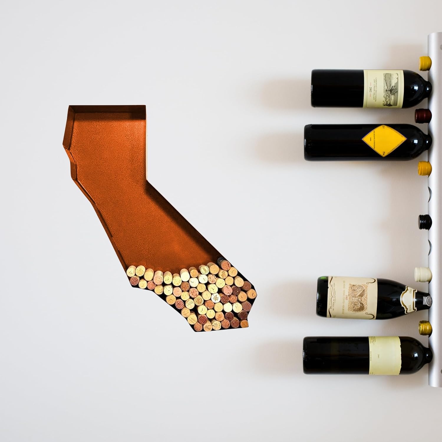 NEONSIGN California State Map Wine Cork Holder Metal Arkansas Decor Sign Wine Bar Pub Home Decoration (Brown Patina, 36 inch)