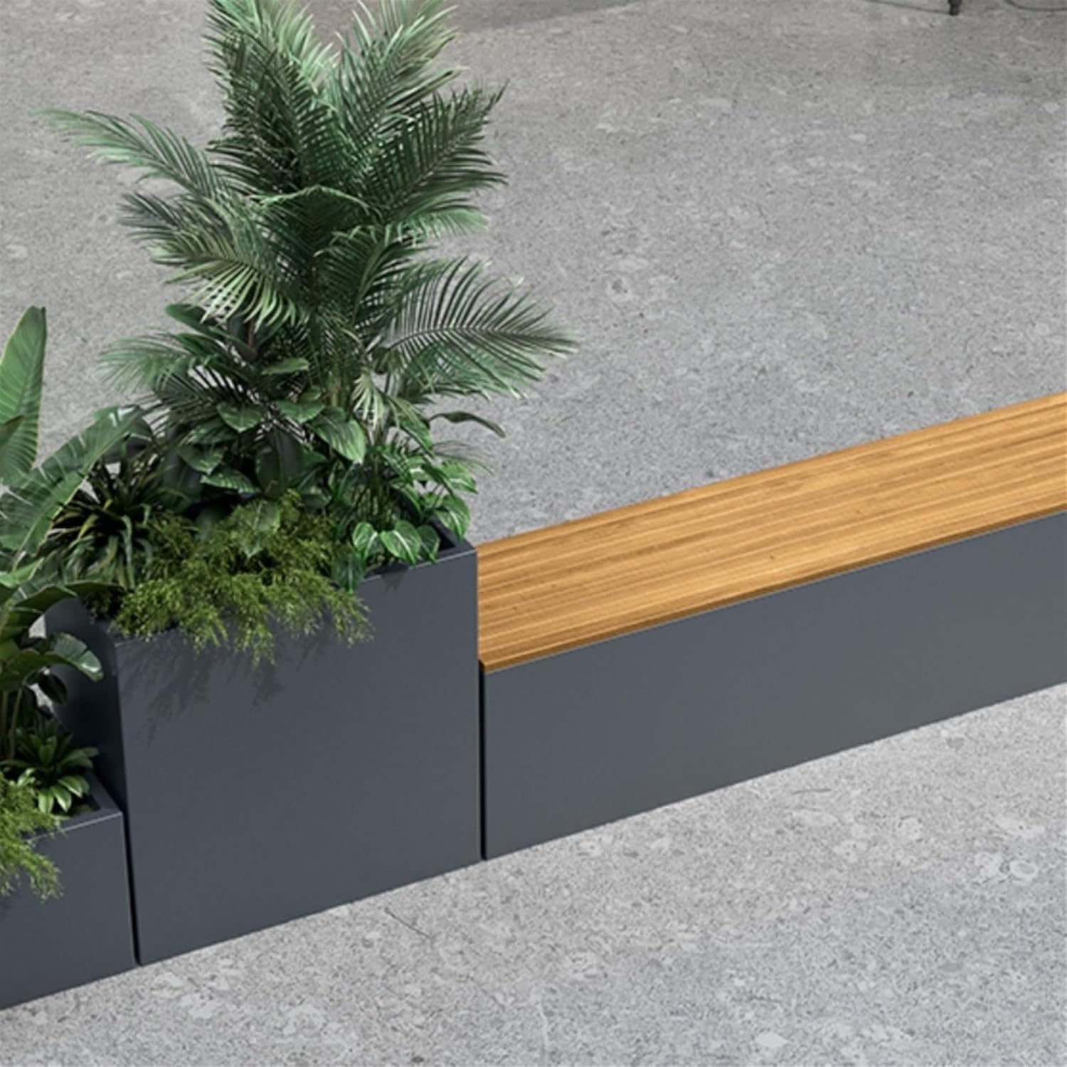 Bench with Planter Box, Outdoor Stainless Steel Raised Garden Bed with Bench DIY Assembly Weather-Resistant Planter Boxes for Flowers Fruit Vegetable Garden Bench(L240cm*D40cm*H60cm)