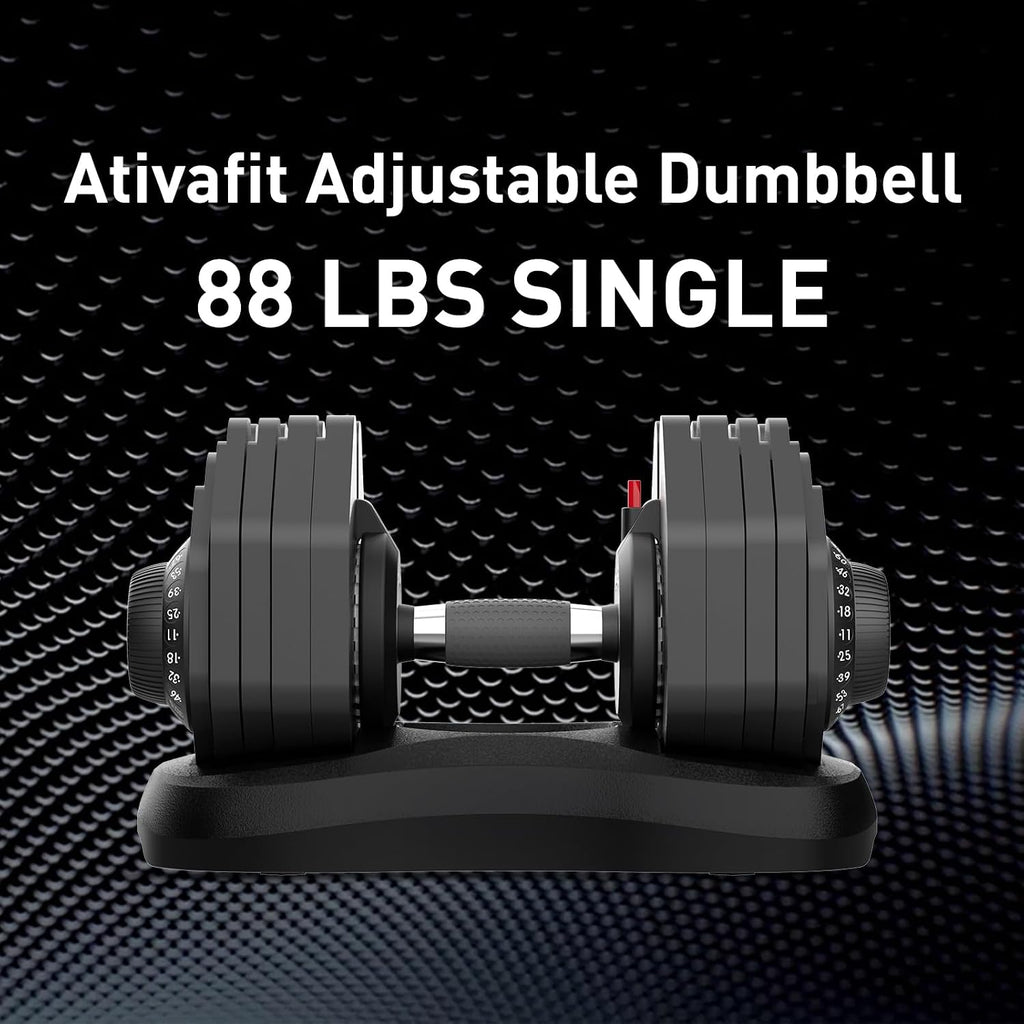 ATIVAFIT Adjustable Dumbbells Set of 2, 5–88LB Quick Adjust Free Weights with Double Safety Lock & Anti-Slip Steel Handle, Space Saving Home Gym Equipment for Full Body Strength Training