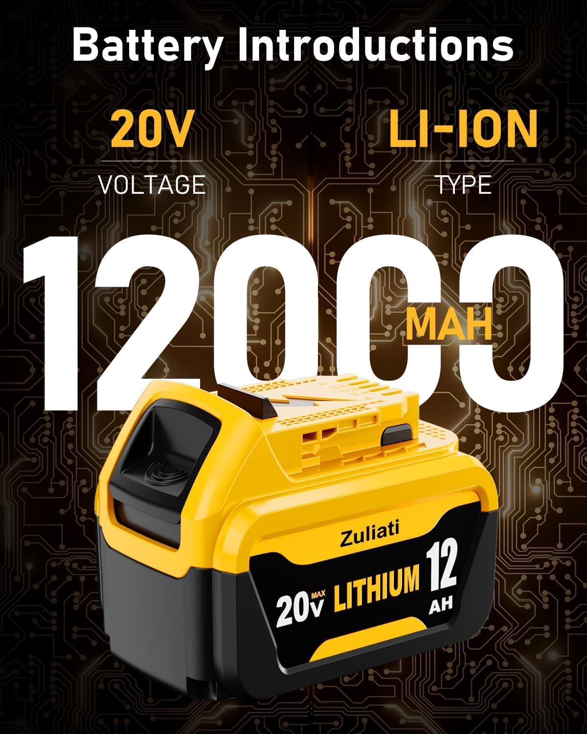 DCB206 12.0Ah Replacement for Dewalt 20V Battery and DCB104 Charger,DCB206-2 DCB203 DCB201 DCB204 Compatible with Dewalt 20 Volt Battery DCD985B Power Tools with LED Indicator(Multi-12.0Amps-DCB104)
