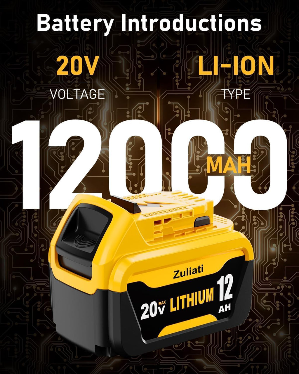 4Pack 12.0Ah DCB206 Replacement for Dewalt 20V Max Battery and DCB104 Battery Charger, Compatible with Dewalt 20V Tools,Impact Driver, Hammer Drill, Sawzall, Vacuum (12.0Ah-5Pcs)