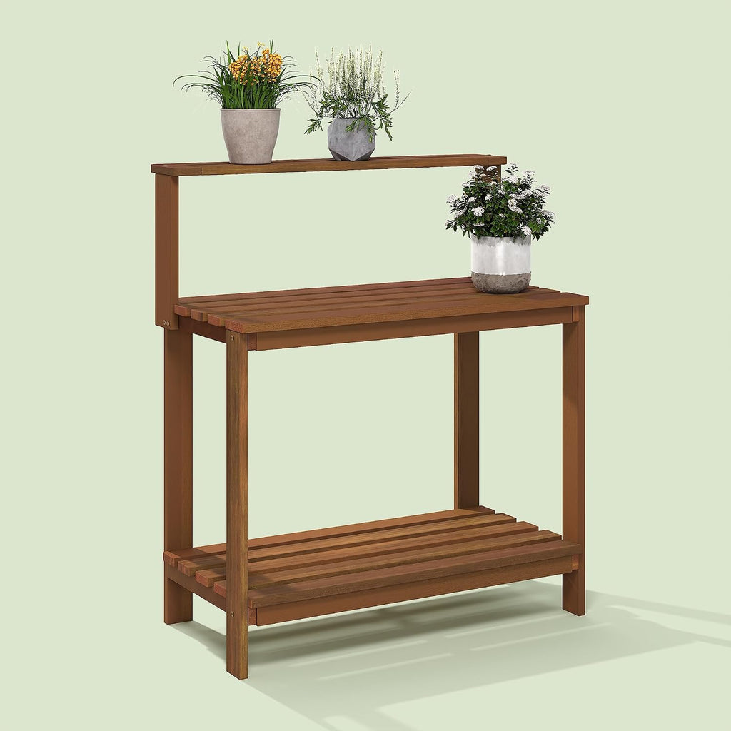 Aloe Potting Bench Table, Potting Work Table for Outdoor, Gardening, Porch, Natural