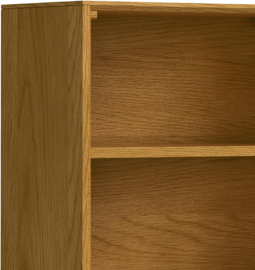 SIMPLIHOME Banting Bookcase - 66 inch Tall Solid Oak Veneer and Metal Bookshelf, Industrial Storage for Living Room, Study Room or Office with Open Shelves and Metal Frame