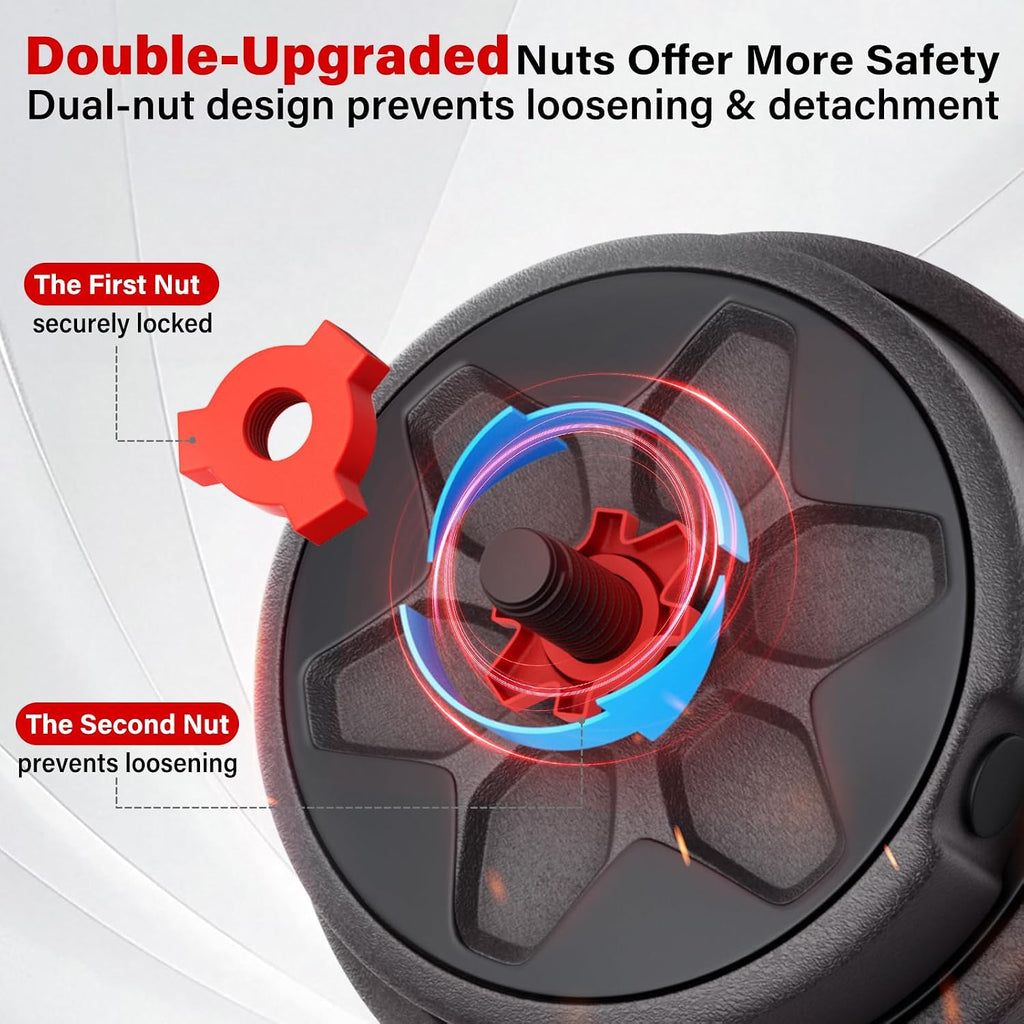 KEY2FUN Adjustable Dumbbells, 22/33/44/66/88LBS Free Weight Set with Connector, 4 in 1 Weight Set Used as Kettlebells, Barbell, Push up Stand, Fitness Exercises for Home Gym Suitable Men/Women