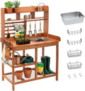 OOOK Potting Bench, Nordic Scots Pine Potting Table, Removable Sink, Workstation for Outside Patio Lawn, Wooden Garden Work Station