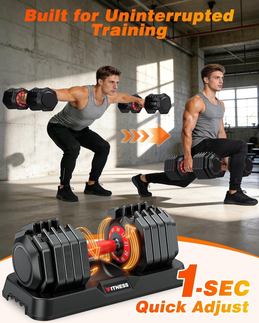 XDDIAS Adjustable Dumbbells Set of 2 for Strength Training, One-Hand Quick Adjust, 25/55/80/90 lbs Options, Anti-Slip Grip Handle, Compact Home Gym Weights for Men Women