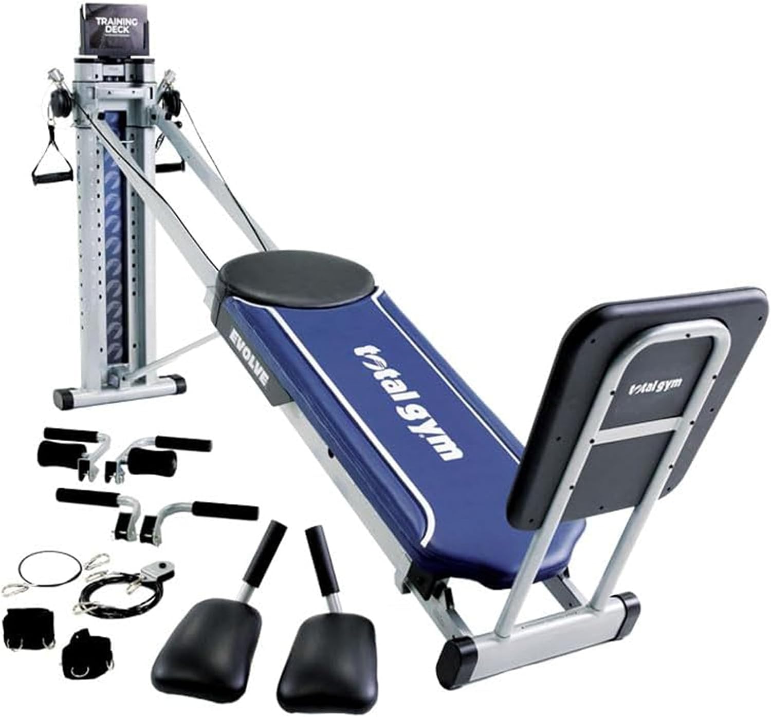 Total Gym Evolve, Incline Bodyweight Training Home Exercise Machine w/ Adjustable Glideboard, 16 Levels of Resistance, & Deluxe Squat Stand