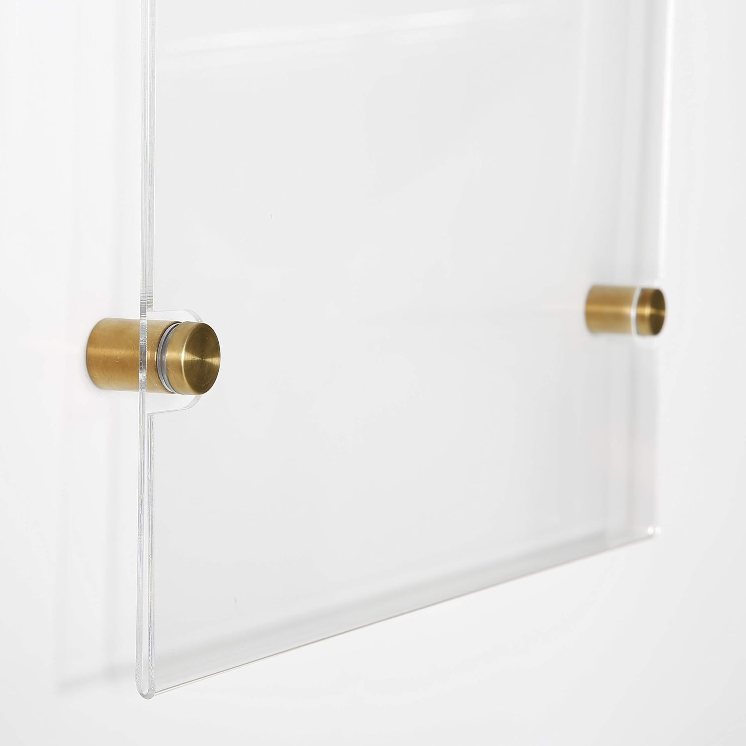 M&T Displays Wall Mount Floating Clear Acrylic Frameless Picture Frame with Brushed Gold Standoff Hardware and Magnets for 22x28 inch Sign Poster Photo Document Certificate Diploma or Display