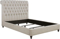 Coaster Home Furnishings - Devon - Wood - Upholstered Panel Bed with Tall Rolled Headboard, Button Tufting, Nail Head Trim and Turned Legs - Bedroom - Full Size - Beige - 300525F