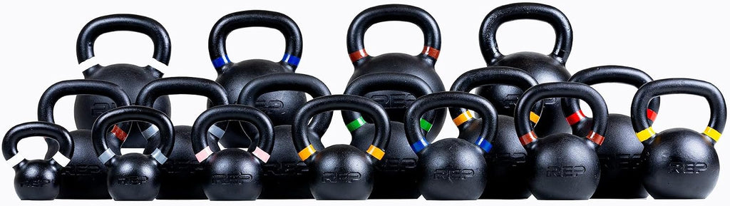 REP Fitness Kettlebell Set and Singles, 4kg to 24kg, 9lb to 53lb Weight Range, Cast Iron, Strength Exercise Training, Home Gym, Power Workout Equipment, Free Weights, Dumbbell Alternative