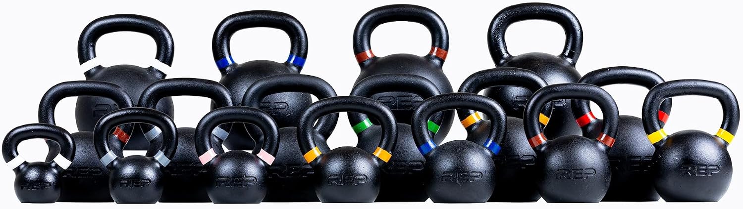 REP Fitness Kettlebell Set and Singles, 4kg to 24kg, 9lb to 53lb Weight Range, Cast Iron, Strength Exercise Training, Home Gym, Power Workout Equipment, Free Weights, Dumbbell Alternative