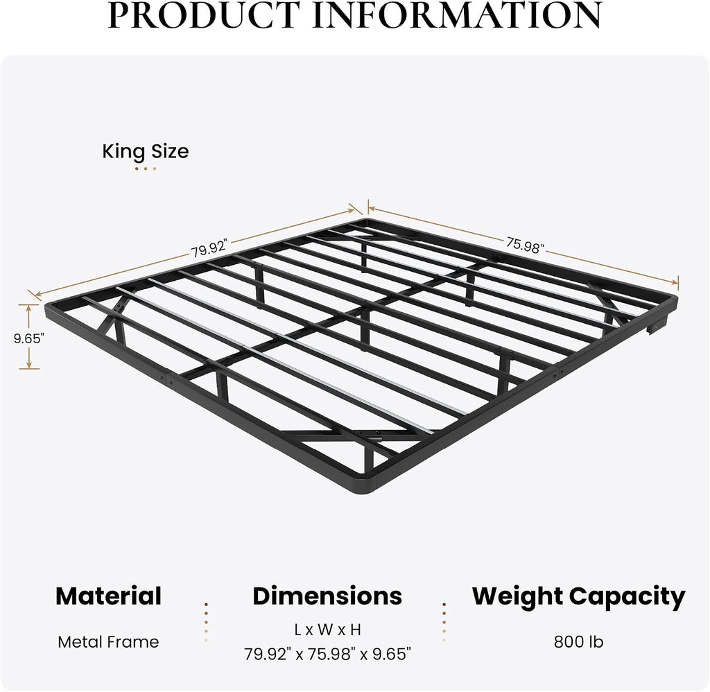 SHA CERLIN Floating Bed Frame King Size with Smart LED Lights and Charging Station, Heavy Duty Metal Platform Bed with Modern Design,No Box Spring Needed, Easy Assembly, Matte Black