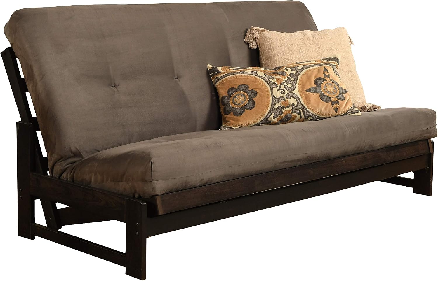 KODIAK FURNITURE Aspen Futon Set with Reclaim Mocha Finish, Suede Gray