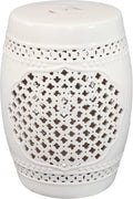 Sunnydaze Ceramic Garden Stool Side Table - Indoor or Outdoor - Marrakesh - White
